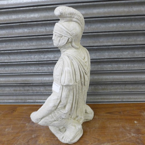 2154 - A stone effect concrete gladiator garden ornament