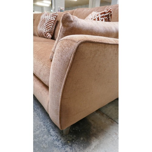 1379 - A large terracotta textured velvet L shaped sofa, brand new RRP £2501