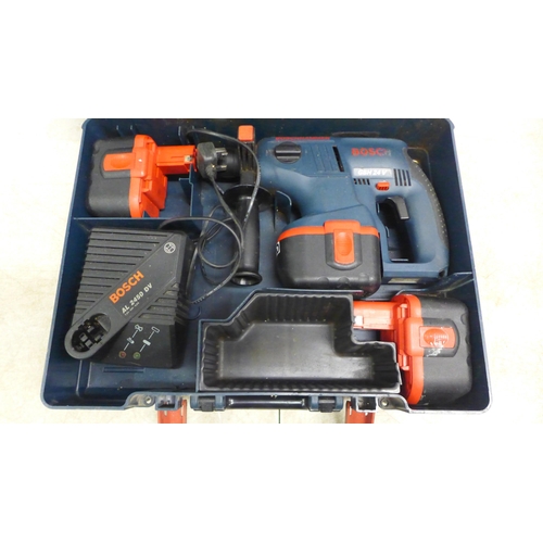 2032 - A Bosch GBH-24V Boschhammer cordless SDS-Plus hammer drill with 3 batteries and charger in case