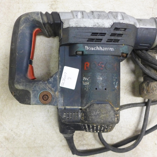 2033 - A Bosch Professional GSH-CE Boschhammer 110V breaker drill and a duel 16a socket 110V transformer (T... 