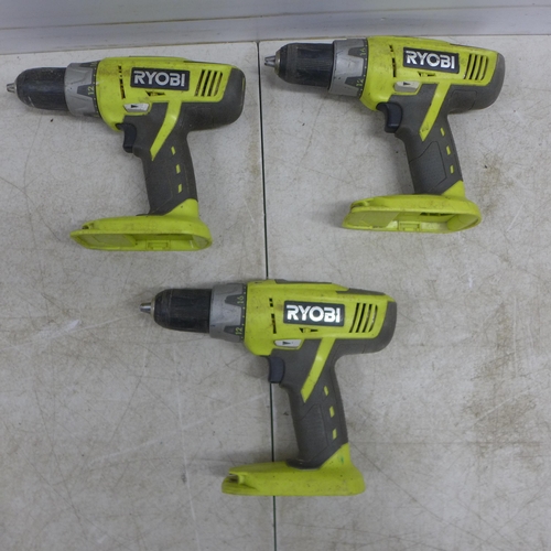 2040 - 3 x LLCDI1802 18V, Ryobi drills - no batteries