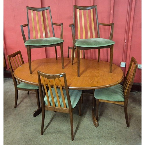 3 - A G-Plan Fresco teak oval extending dining table and six chairs