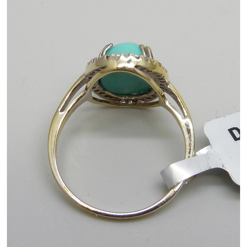 1018 - A silver gilt turquoise and topaz ring, T/U