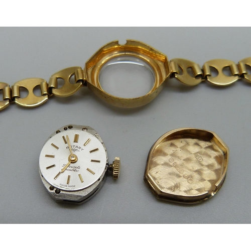 1023 - A lady's 9ct gold Rotary wristwatch on a 9ct gold Mariner link strap, 8.7g of gold