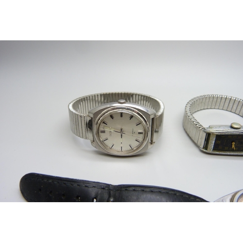 1026 - Three Seiko wristwatches and a Cyma wristwatch lacking dial