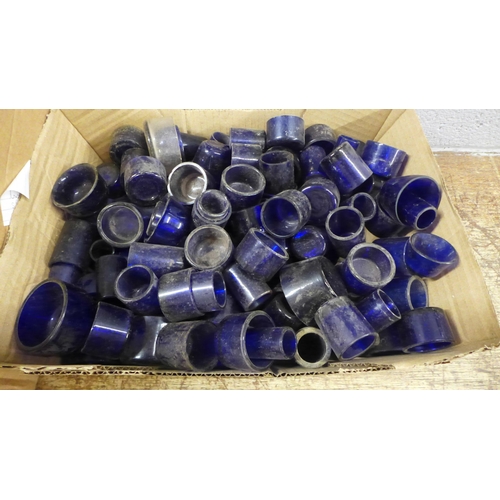 1042 - A collection of blue glass liners and glass stoppers (2 boxes) **PLEASE NOTE THIS LOT IS NOT ELIGIBL... 