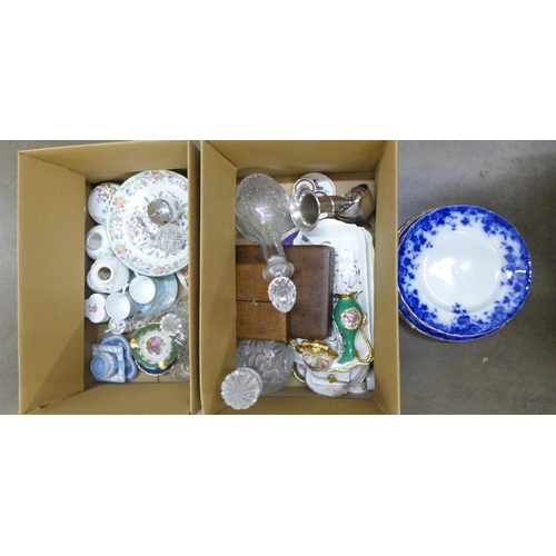 1064 - A mixed lot of china, glass and plated items including Royal Crown Derby, Minton Haddon Hall, Royal ... 