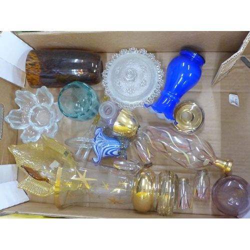 1077 - Six boxes of mixed glass and china including retro, vases, table lamps, etc. **PLEASE NOTE THIS LOT ... 