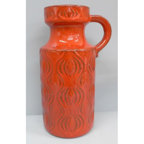 602 - A 1960s West German Scheurich onion pattern red vase, 27cm