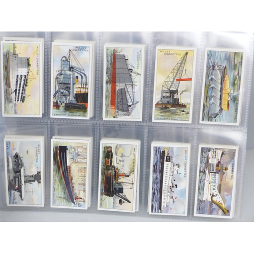 624 - Cigarette cards; 6 complete sets, Dominion Old Ships 1st-4th, Wills Strange Craft, Les Freres Aircra... 