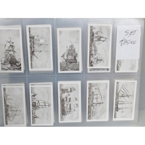 624 - Cigarette cards; 6 complete sets, Dominion Old Ships 1st-4th, Wills Strange Craft, Les Freres Aircra... 