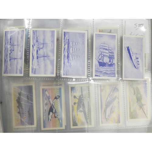 624 - Cigarette cards; 6 complete sets, Dominion Old Ships 1st-4th, Wills Strange Craft, Les Freres Aircra... 