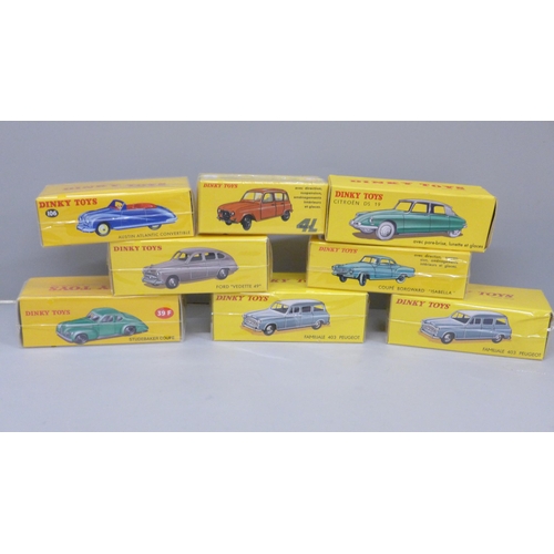 633 - Eight boxed and sealed Dinky Toys, Norev France issues, model numbers: 24Q, 525 x2, 106, 518, 549, 2... 