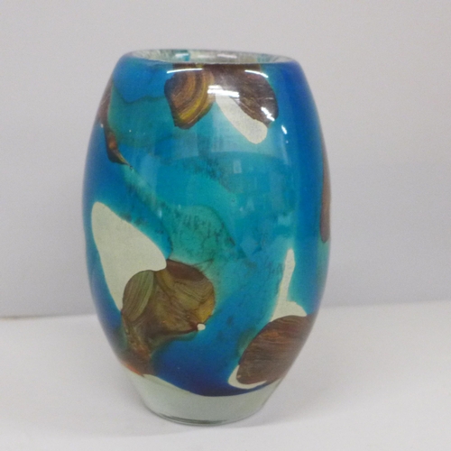 635 - A 1970s Mdina tiger pattern vase, 14.5cm, base signed