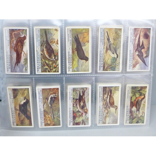 637 - Cigarette cards; 3 complete Ogdens sets, including British Birds 1st & 2nd, Birds Eggs (not cut-outs... 