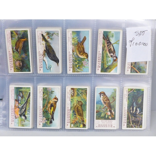 637 - Cigarette cards; 3 complete Ogdens sets, including British Birds 1st & 2nd, Birds Eggs (not cut-outs... 