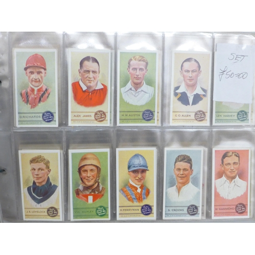 641 - Cigarette cards; nine complete sets, including Hill, Churchman Football 1st & 2nd, Phillips, Wix, Co... 