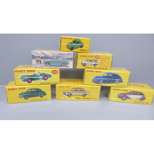 644 - Eight boxed and sealed Dinky Toys, Norev France issues, model numbers: 197, 35A, 24R, 520, 24L, 110,... 