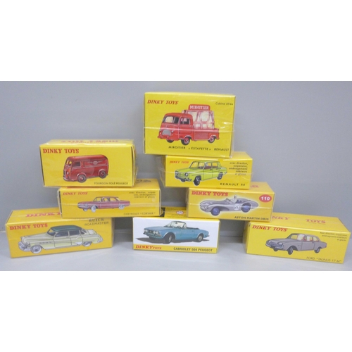 651 - Eight boxed and sealed Dinky Toys, Norev France issues, model numbers: 559, 24V, 552, 517, 423, 564,... 