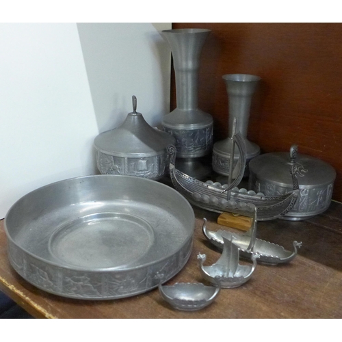 655 - A collection of Norwegian pewter