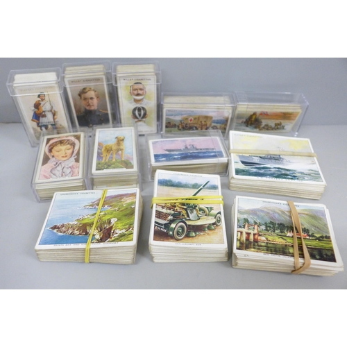 664 - Cigarette cards; twelve sets of cigarette cards including Wills (military motors, First Aid, Allied ... 