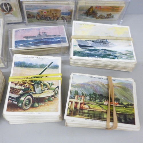 664 - Cigarette cards; twelve sets of cigarette cards including Wills (military motors, First Aid, Allied ... 