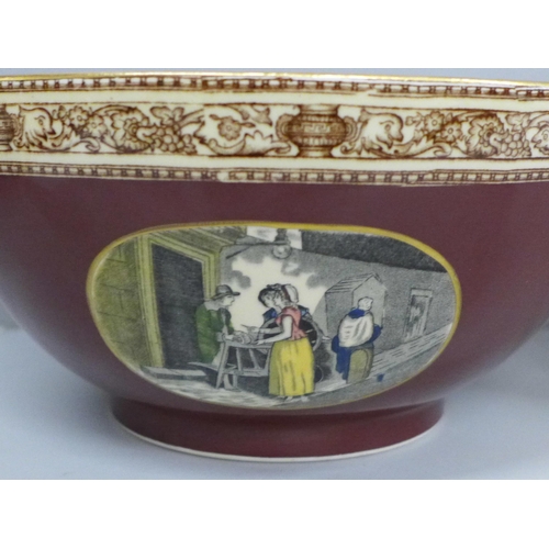 671 - A Sandland Ware biscuit barrel and an Adams Cries of London fruit bowl, scratched