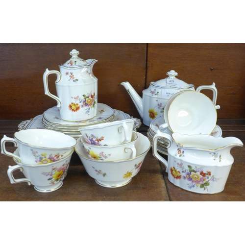 675 - A circa 1930s Royal Crown Derby Derby Posies posies six setting tea set, teapot lid restored **PLEAS... 