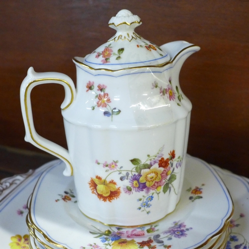 675 - A circa 1930s Royal Crown Derby Derby Posies posies six setting tea set, teapot lid restored **PLEAS... 