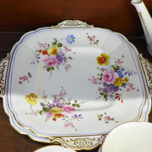 675 - A circa 1930s Royal Crown Derby Derby Posies posies six setting tea set, teapot lid restored **PLEAS... 