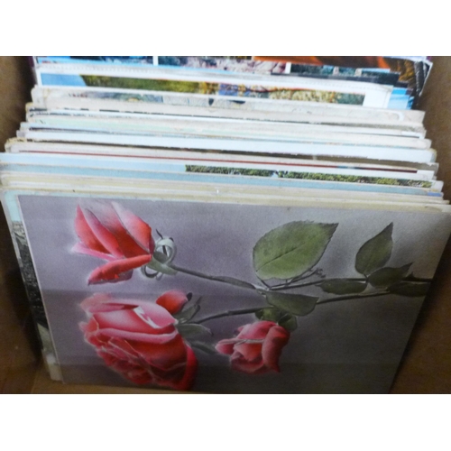 677 - A box of postcards, vintage to modern