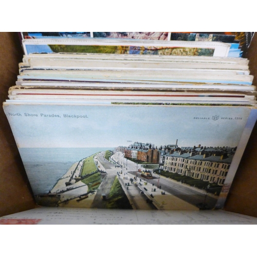 677 - A box of postcards, vintage to modern