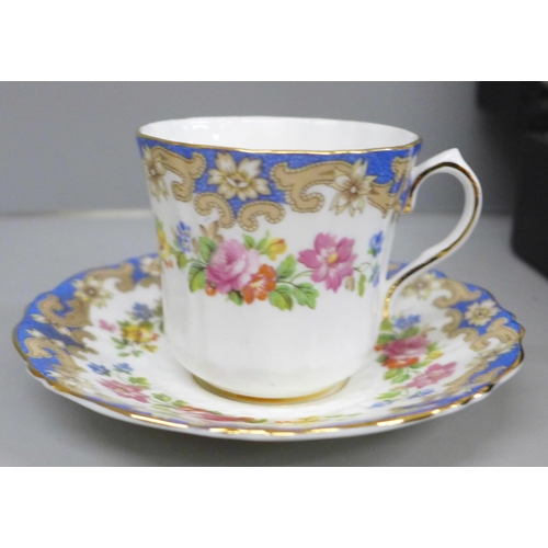 681 - An Old Royal bone china floral set of six coffee cups and saucers, cased