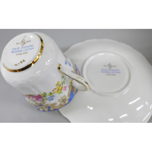 681 - An Old Royal bone china floral set of six coffee cups and saucers, cased