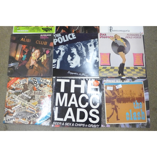 687 - Fifteen punk and new wave LP records, The Clash, The Damned, Ramones, etc.