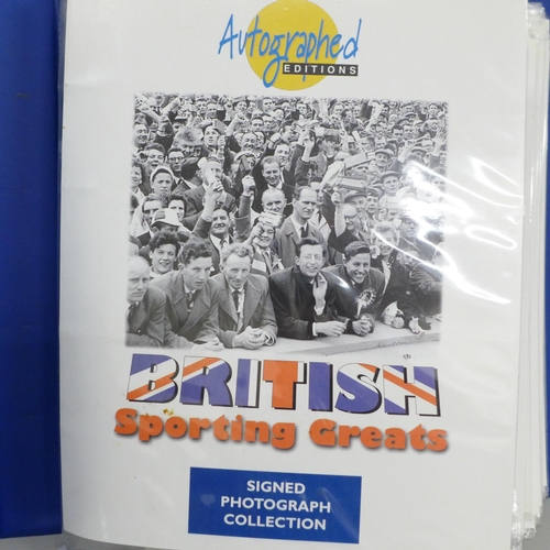 696 - Autograph Editions Signed Photograpoh Folder including Ian Botham, Jack Charlton, George Cohen, Roge... 