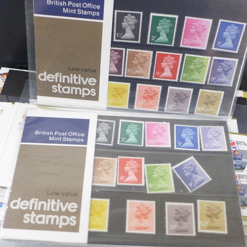 697 - Stamps; a shoebox with a modern selection of Great Britain unmounted mint decimal stamps in sets, gu... 