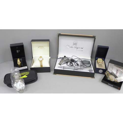 708 - A Charles Raymond watch, phone and pen set and five boxed wristwatches