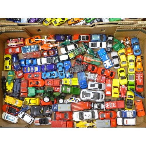 722 - Three boxes of die-cast model vehicles including Hot Wheels