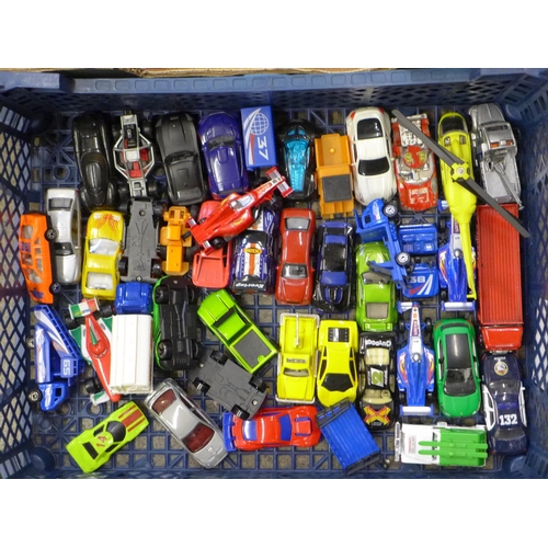 722 - Three boxes of die-cast model vehicles including Hot Wheels