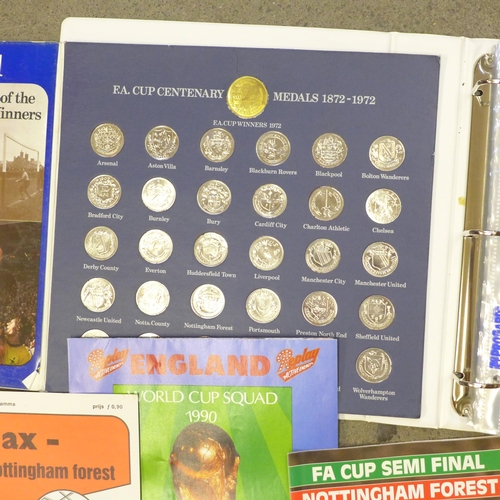 723 - Football; programmes, mainly Nottingham Forest in Europe, ticket stubs, FA Cup Centenary coin collec... 