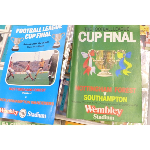 723 - Football; programmes, mainly Nottingham Forest in Europe, ticket stubs, FA Cup Centenary coin collec... 