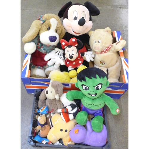 730 - A collection of soft toys including Disney Special Edition, Mickey and Minnie Mouse included