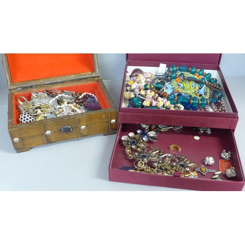 745 - Two boxes of costume jewellery