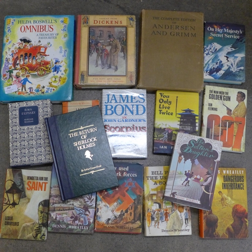 747 - Sixteen books including three Ian Fleming James Bond and five Dennis Wheatley