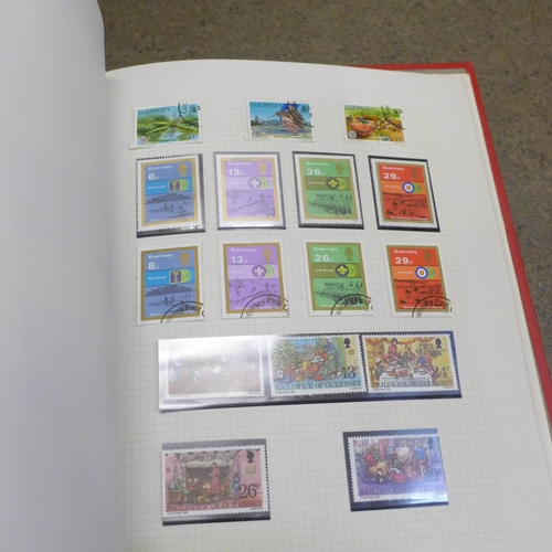 753 - Three albums of stamps, Guernsey and Commonwealth