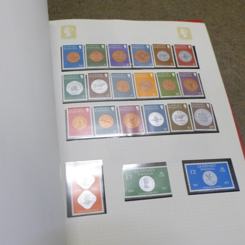 753 - Three albums of stamps, Guernsey and Commonwealth