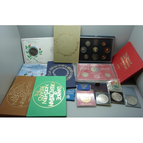 896 - Nine assorted coin proof sets and other coins, etc.