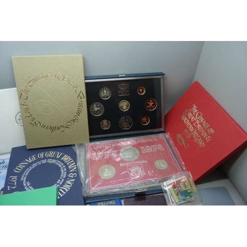 896 - Nine assorted coin proof sets and other coins, etc.