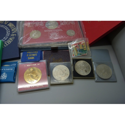 896 - Nine assorted coin proof sets and other coins, etc.